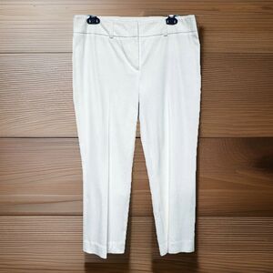 Harold's Women's Cropped White Flat Front Pants with Stretch size 6